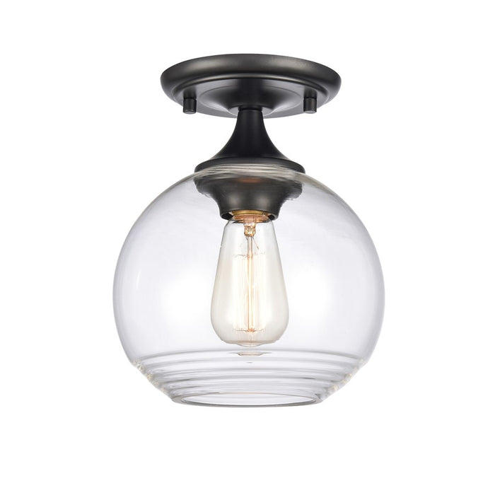 Atlas Lighting Angie 8''W 1Lt Semi Flush Mount, Matte Black/Clear