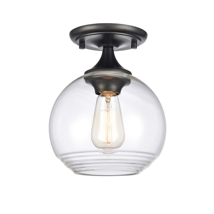 Atlas Lighting Angie 8''W 1Lt Semi Flush Mount, Matte Black/Clear