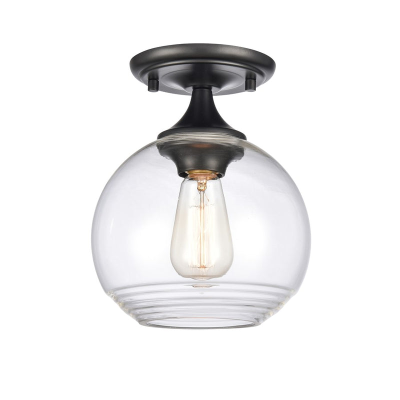 Atlas Lighting Angie 8in 1-Light Semi Flush Mount | Transitional Matte Black and Clear Glass | Hallway & Small Bedroom | Model CL11857-BK