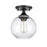 Atlas Lighting Angie 8''W 1Lt Semi Flush Mount, Matte Black/Clear