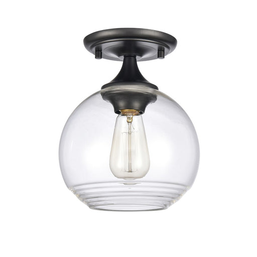 Atlas Lighting Angie 8''W 1Lt Semi Flush Mount, Matte Black/Clear