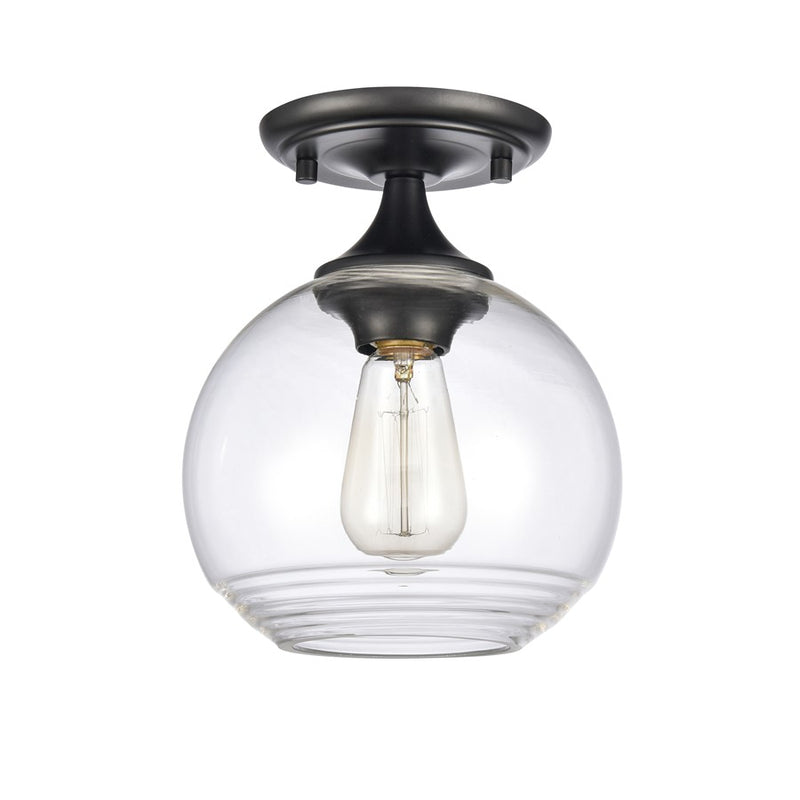 Atlas Lighting Angie 8in 1-Light Semi Flush Mount | Transitional Matte Black and Clear Glass | Hallway & Small Bedroom | Model CL11857-BK