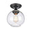 Atlas Lighting Angie 8''W 1Lt Semi Flush Mount, Matte Black/Clear