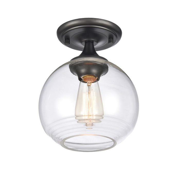 Atlas Lighting Angie 8''W 1Lt Semi Flush Mount, Matte Black/Clear