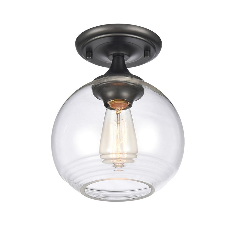 Atlas Lighting Angie 8in 1-Light Semi Flush Mount | Transitional Matte Black and Clear Glass | Hallway & Small Bedroom | Model CL11857-BK