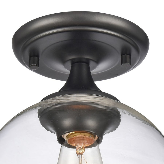 Atlas Lighting Angie 8''W 1Lt Semi Flush Mount, Matte Black/Clear