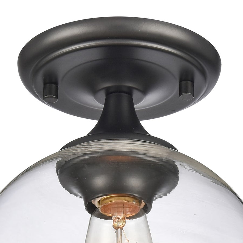Atlas Lighting Angie 8in 1-Light Semi Flush Mount | Transitional Matte Black and Clear Glass | Hallway & Small Bedroom | Model CL11857-BK