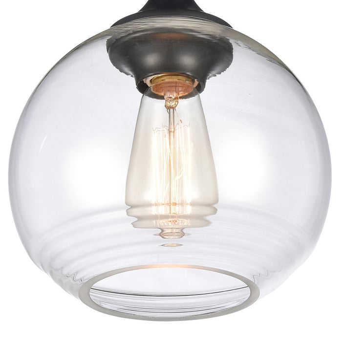 Atlas Lighting Angie 8''W 1Lt Semi Flush Mount, Matte Black/Clear