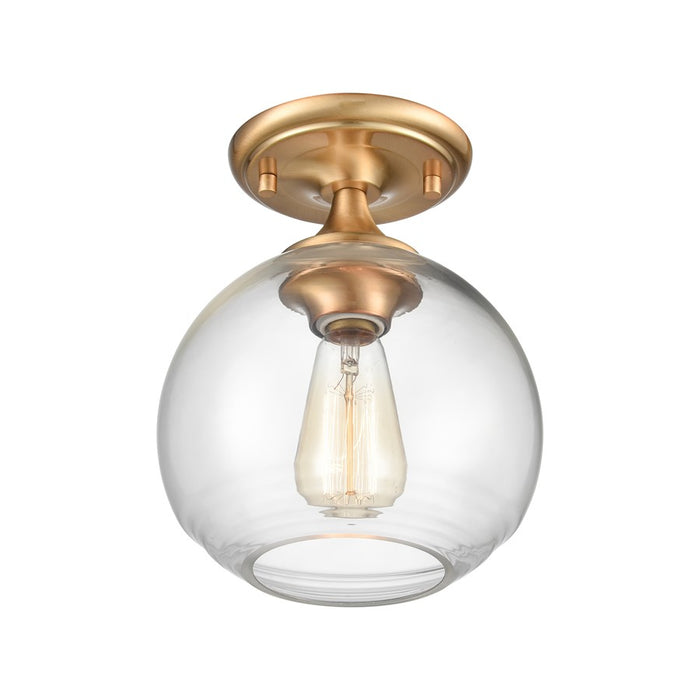 Atlas Lighting Angie 8''W 1Lt Semi Flush Mount, Satin Brass/Clear