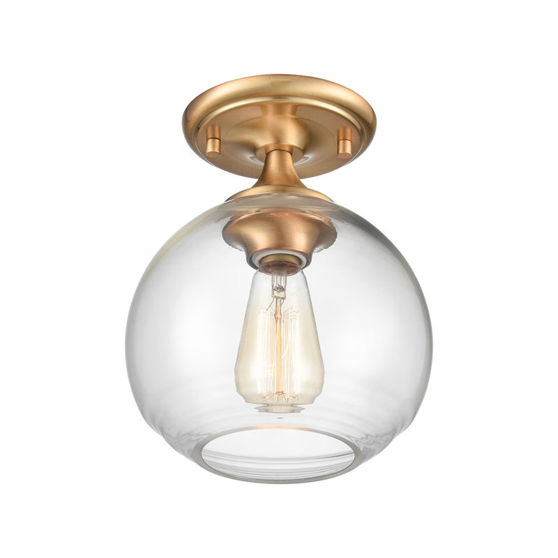 Atlas Lighting Angie 8in 1-Light Semi Flush Mount | Transitional Satin Brass and Clear Glass | Hallway & Small Bedroom | Model CL11857-GD
