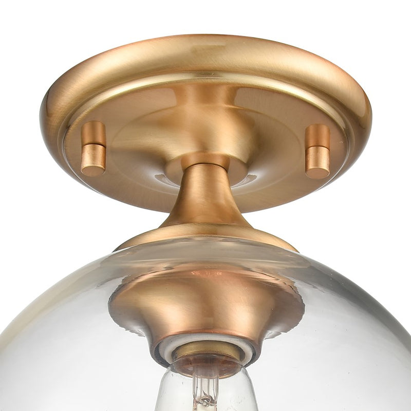 Atlas Lighting Angie 8''W 1Lt Semi Flush Mount, Satin Brass/Clear