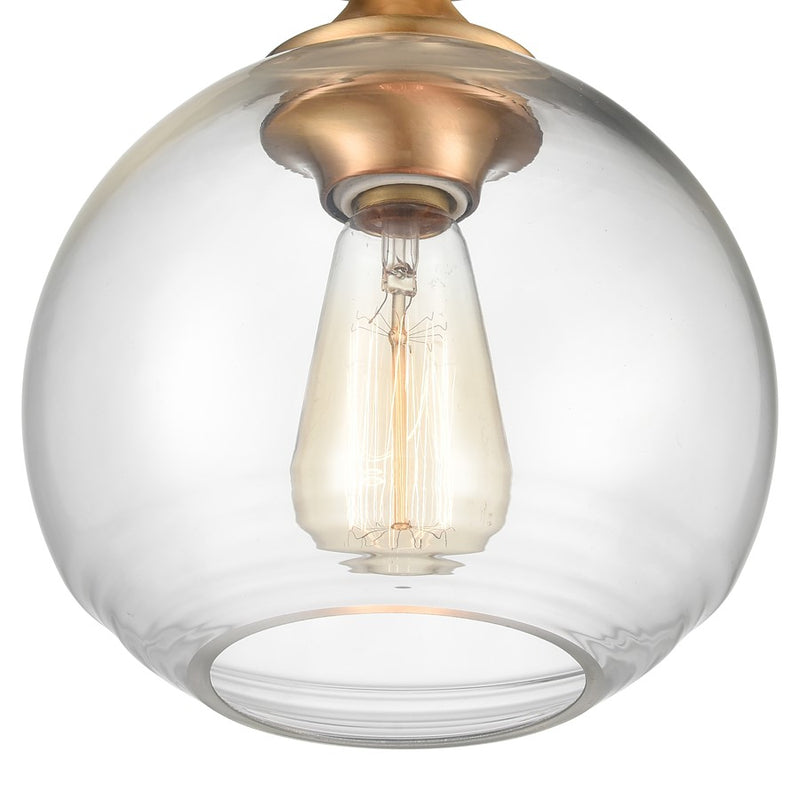 Atlas Lighting Angie 8in 1-Light Semi Flush Mount | Transitional Satin Brass and Clear Glass | Hallway & Small Bedroom | Model CL11857-GD