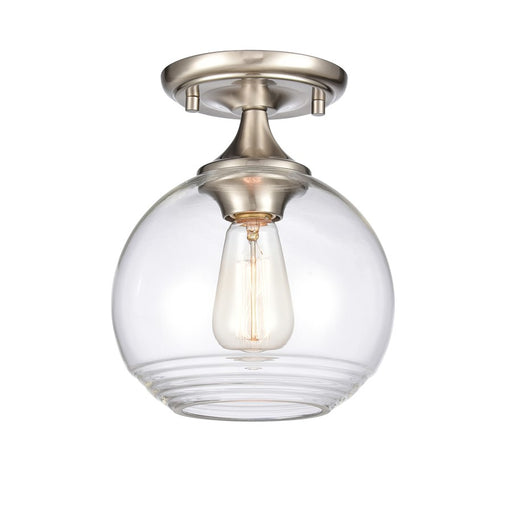 Atlas Lighting Angie 8'' Wide 1Lt Semi Flush Mount, Nickel/Clear