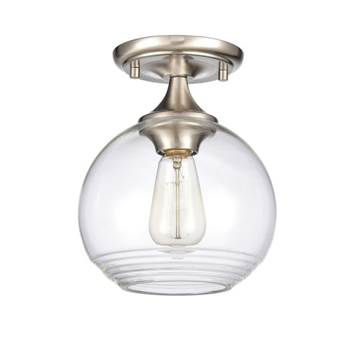 Atlas Lighting Angie 8'' Wide 1Lt Semi Flush Mount, Nickel/Clear
