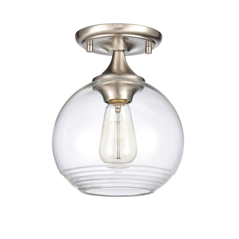 Atlas Lighting Angie 8in 1-Light Semi Flush Mount | Transitional Satin Nickel and Clear Glass | Hallway & Small Bedroom | Model CL11857-NK