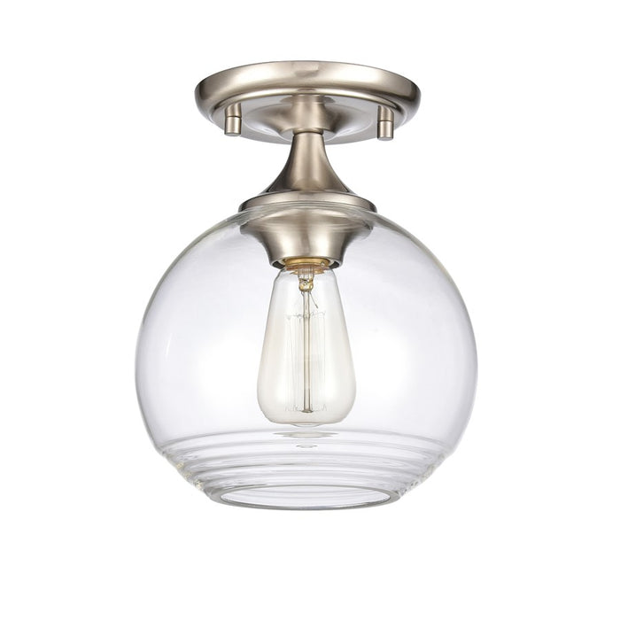 Atlas Lighting Angie 8'' Wide 1Lt Semi Flush Mount, Nickel/Clear
