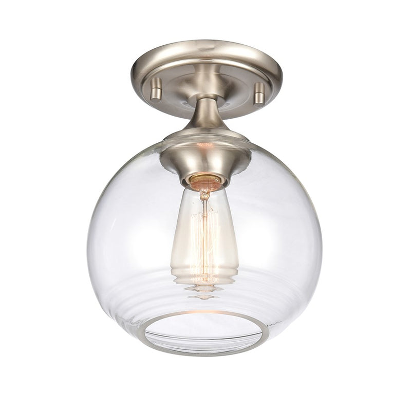 Atlas Lighting Angie 8'' Wide 1Lt Semi Flush Mount, Nickel/Clear