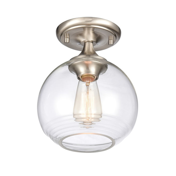 Atlas Lighting Angie 8'' Wide 1Lt Semi Flush Mount, Nickel/Clear