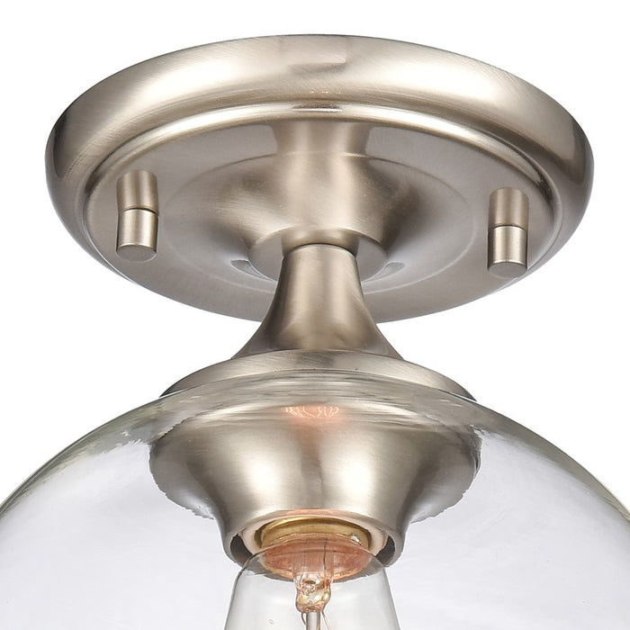 Atlas Lighting Angie 8'' Wide 1Lt Semi Flush Mount, Nickel/Clear