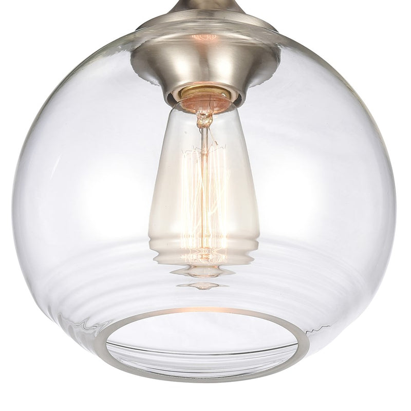 Atlas Lighting Angie 8in 1-Light Semi Flush Mount | Transitional Satin Nickel and Clear Glass | Hallway & Small Bedroom | Model CL11857-NK