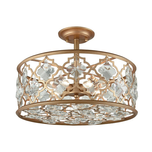 Atlas Lighting Armand 17''W 4Lt Semi Flush Mount, Matte Gold/Gold