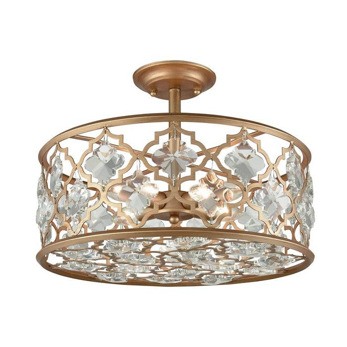 Atlas Lighting Armand 17''W 4Lt Semi Flush Mount, Matte Gold/Gold