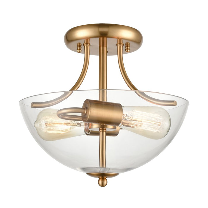 Atlas Lighting Astoria 15'' Wide 2Lt Semi Flush Mount, Gold/Clear