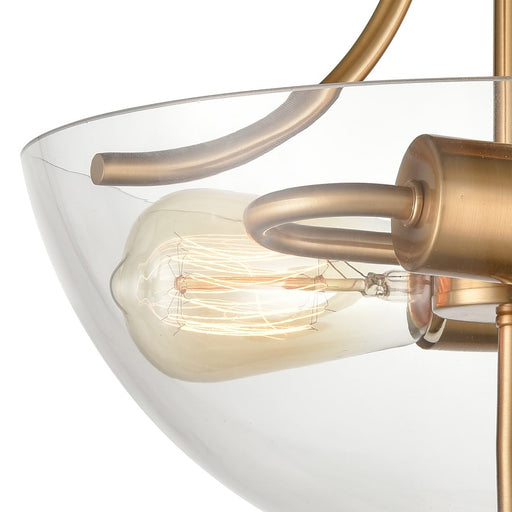 Atlas Lighting Astoria 15'' Wide 2Lt Semi Flush Mount, Gold/Clear