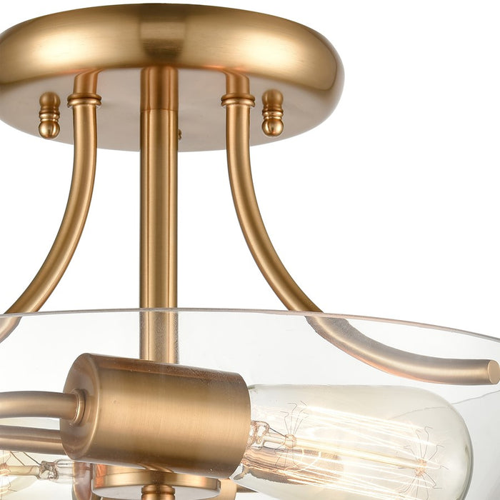 Atlas Lighting Astoria 15'' Wide 2Lt Semi Flush Mount, Gold/Clear