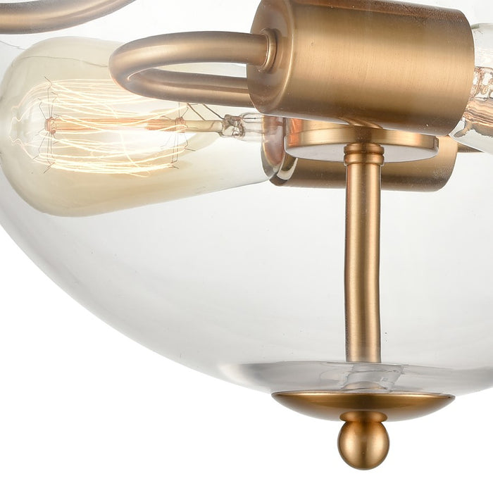 Atlas Lighting Astoria 15'' Wide 2Lt Semi Flush Mount, Gold/Clear