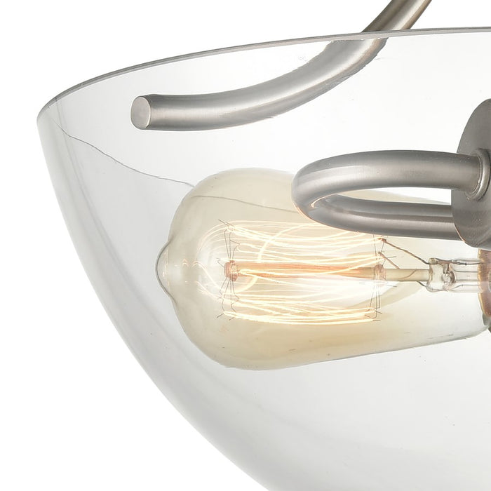 Atlas Lighting Astoria 15'' Wide 2Lt Semi Flush Mount, Nickel/Clear