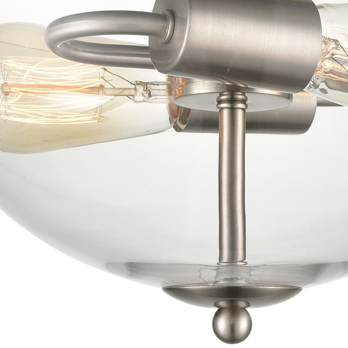 Atlas Lighting Astoria 15'' Wide 2Lt Semi Flush Mount, Nickel/Clear