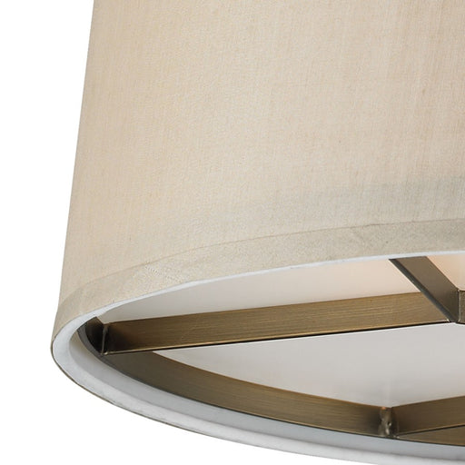 Atlas Lighting Baxter 16''W 3Lt Semi Flush Mount, Brass/Beige/White