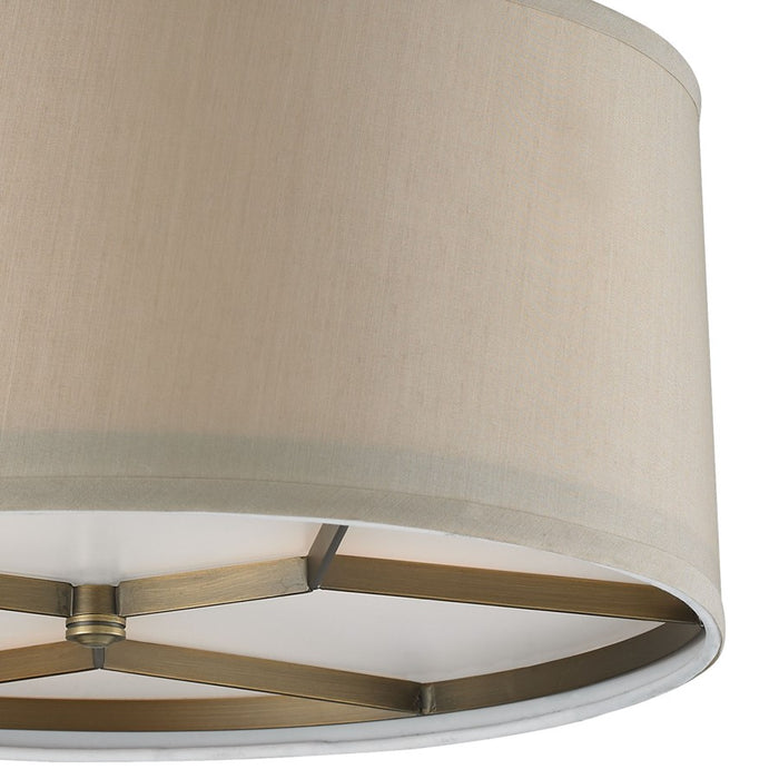 Atlas Lighting Baxter 16''W 3Lt Semi Flush Mount, Brass/Beige/White
