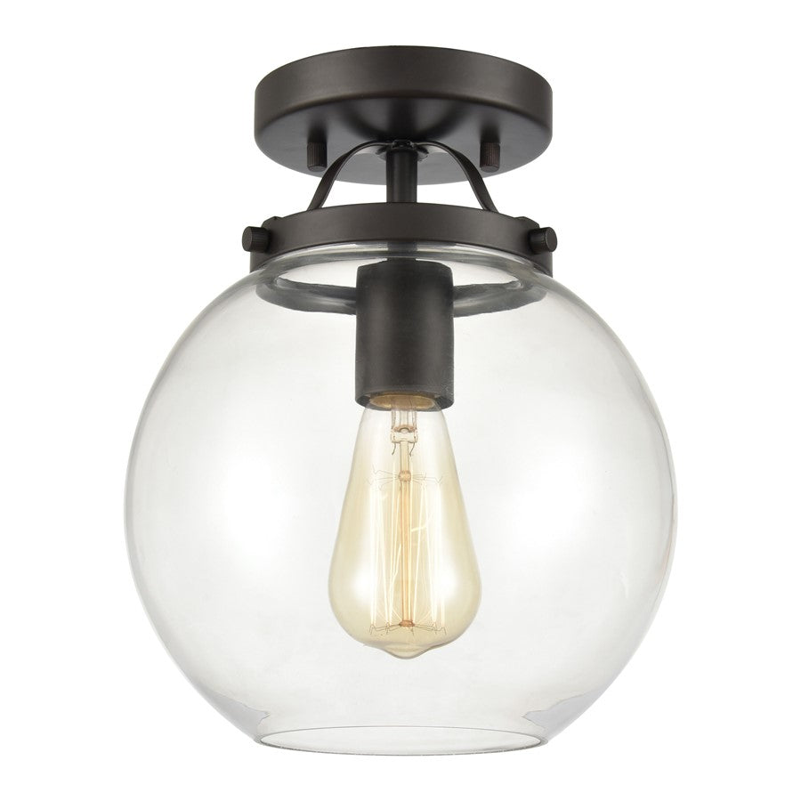 Atlas Lighting Bernice 9'' Wide 1Lt Semi Flush Mount, Bronze/Clear