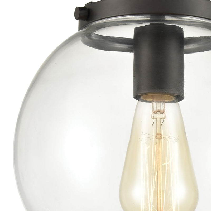 Atlas Lighting Bernice 9in 1-Light Semi Flush Mount | Transitional Oil Rubbed Bronze and Clear Glass | Hallway & Bedroom Ceiling | Model CL11861-BZ