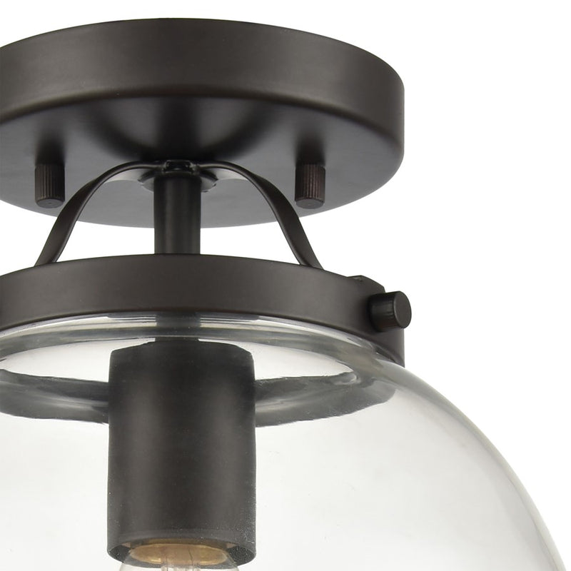 Atlas Lighting Bernice 9in 1-Light Semi Flush Mount | Transitional Oil Rubbed Bronze and Clear Glass | Hallway & Bedroom Ceiling | Model CL11861-BZ