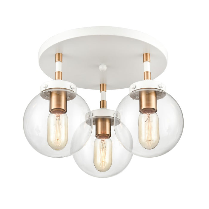 Atlas Lighting Boudreaux 15''W 3Lt Semi Flush Mount, White/Clear