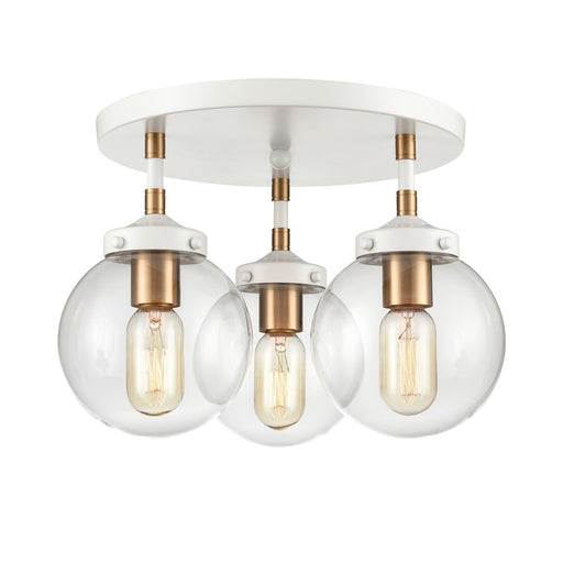 Atlas Lighting Boudreaux 15''W 3Lt Semi Flush Mount, White/Clear