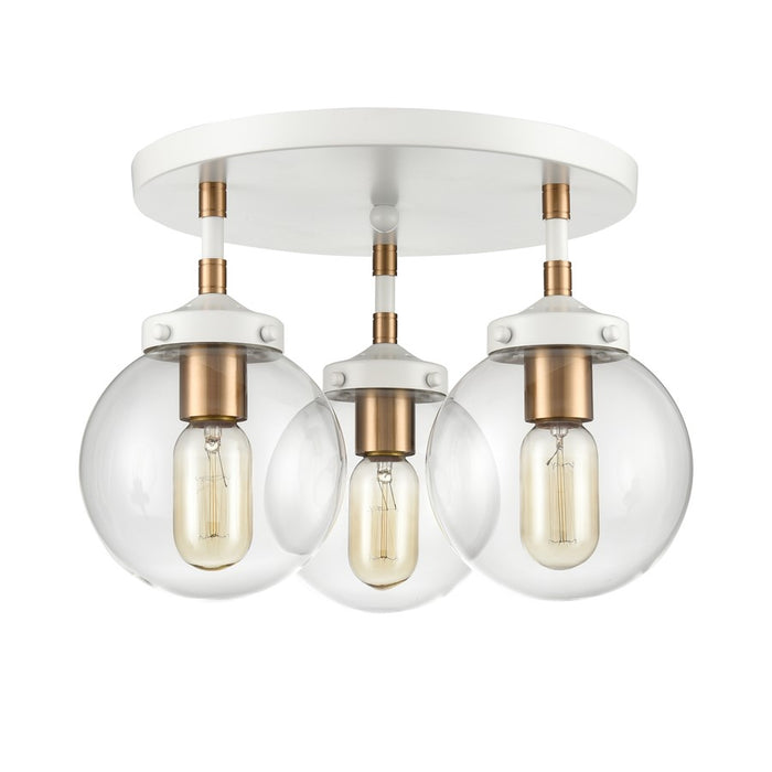 Atlas Lighting Boudreaux 15''W 3Lt Semi Flush Mount, White/Clear
