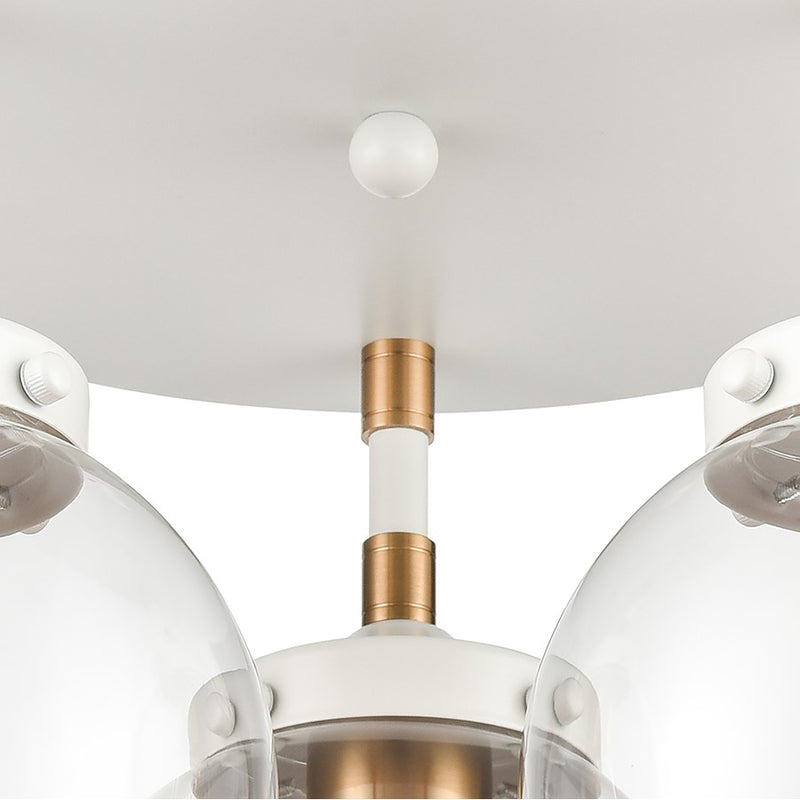 Atlas Lighting Boudreaux 15''W 3Lt Semi Flush Mount, White/Clear