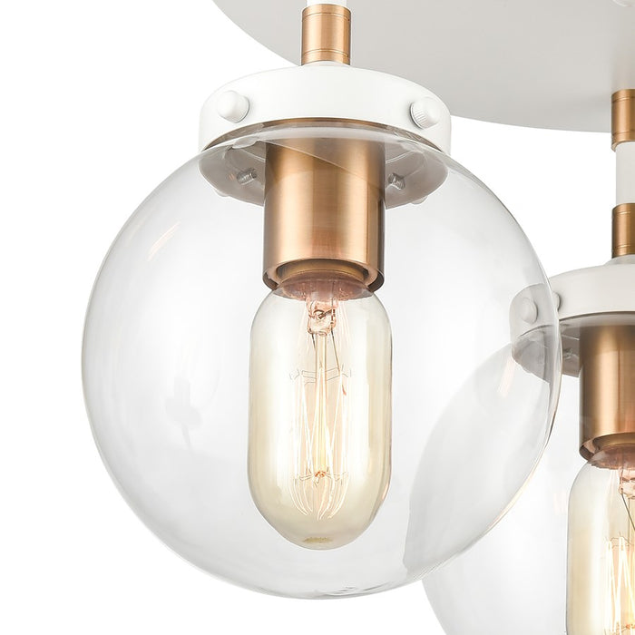 Atlas Lighting Boudreaux 15''W 3Lt Semi Flush Mount, White/Clear