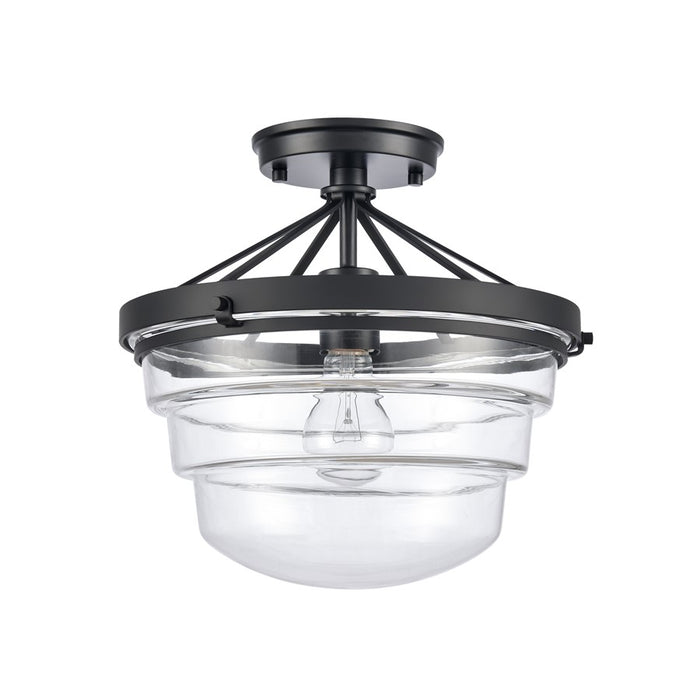Atlas Lighting Boyer 12'' Wide 1Lt Semi Flush Mount, Black/Clear