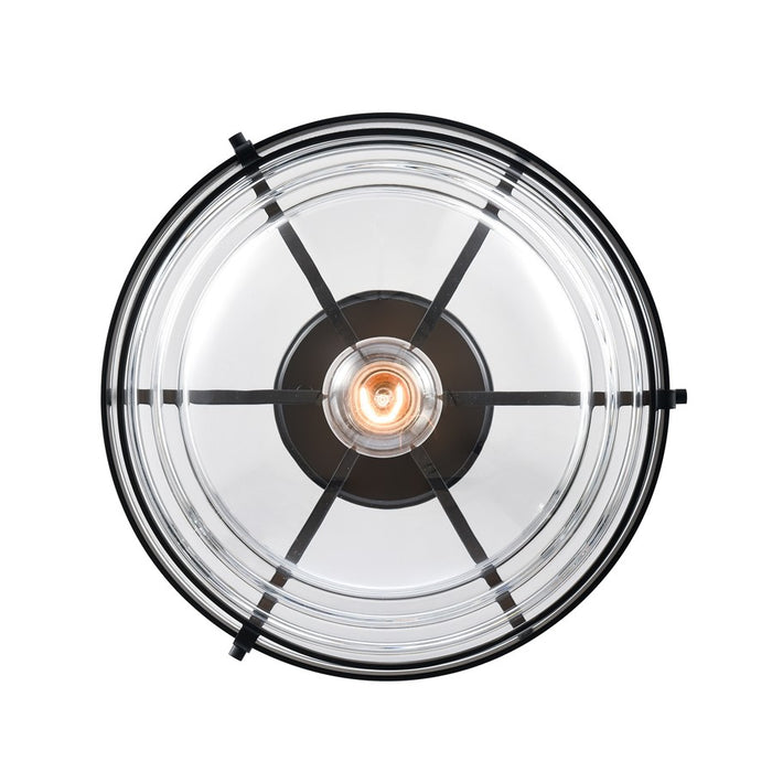 Atlas Lighting Boyer 12'' Wide 1Lt Semi Flush Mount, Black/Clear