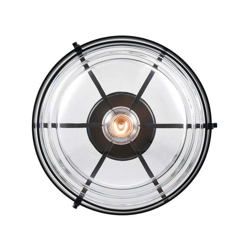 Atlas Lighting Boyer 12in 1-Light Semi Flush Mount | Transitional Matte Black and Clear Glass | Entryway & Bedroom Ceiling Light | Model CL11863-BK