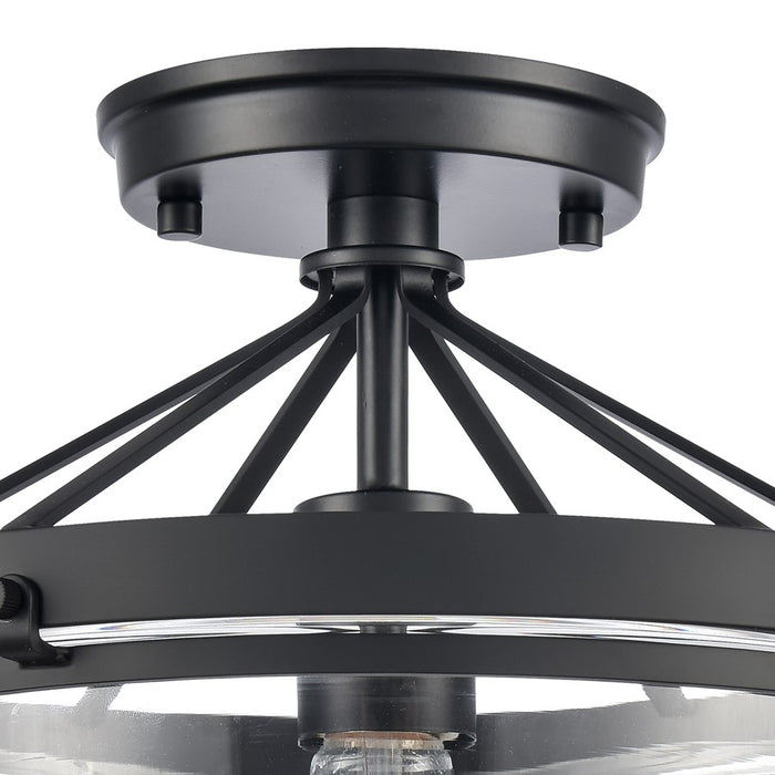 Atlas Lighting Boyer 12'' Wide 1Lt Semi Flush Mount, Black/Clear