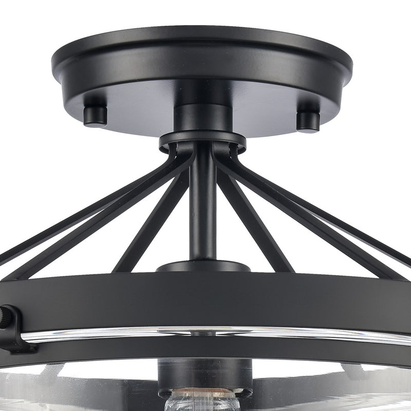 Atlas Lighting Boyer 12in 1-Light Semi Flush Mount | Transitional Matte Black and Clear Glass | Entryway & Bedroom Ceiling Light | Model CL11863-BK