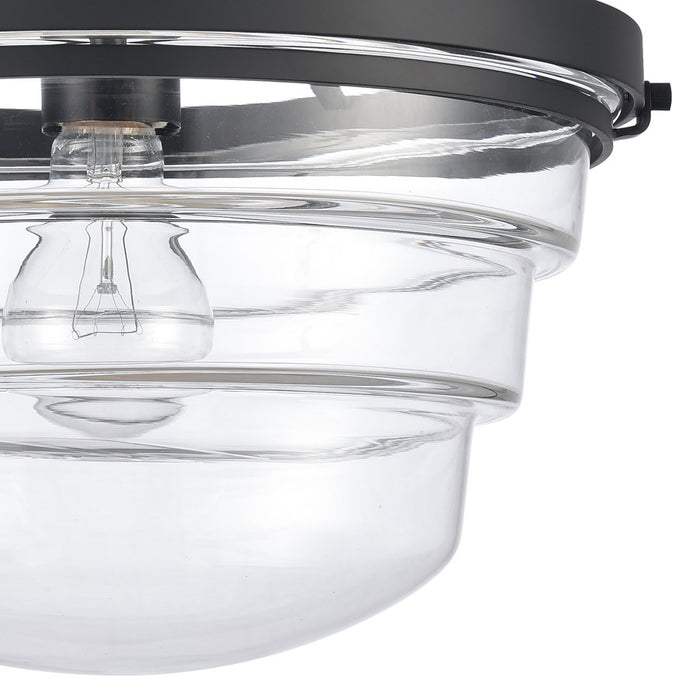 Atlas Lighting Boyer 12'' Wide 1Lt Semi Flush Mount, Black/Clear