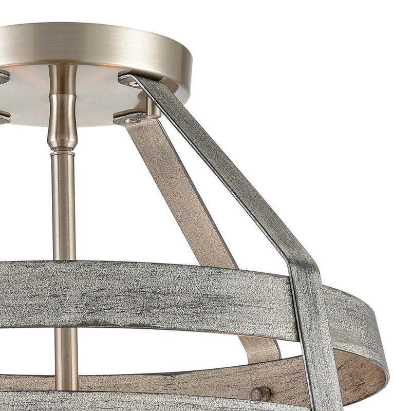 Atlas Lighting Brigantine 15in 2-Light Semi-Flush Mount | Transitional Weathered Gray and Satin Nickel Metal | Entryway & Hallway | Model CL11865-GY