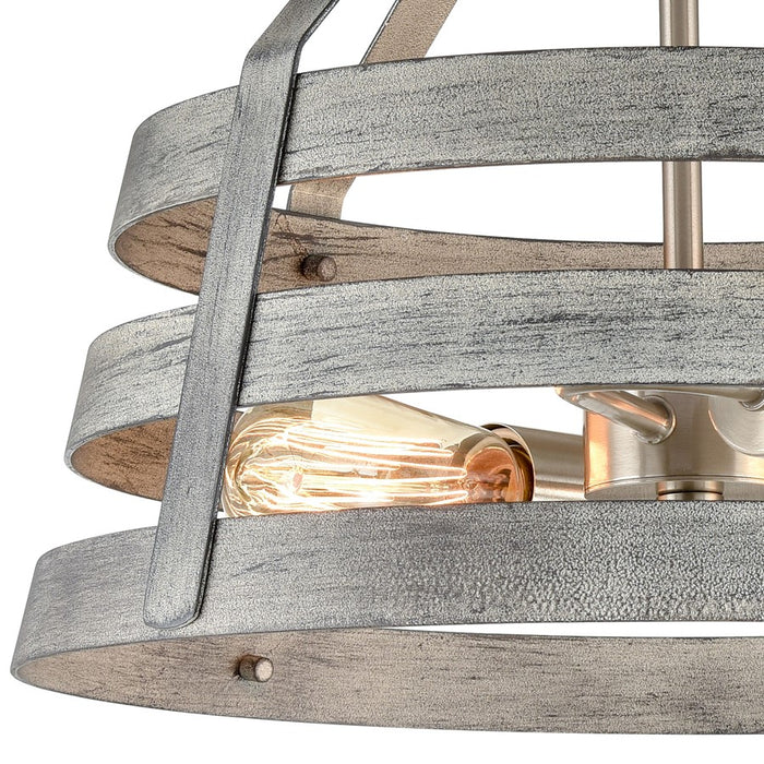 Atlas Lighting Brigantine 15''W 2Lt Semi Flush, Driftwood/Gray